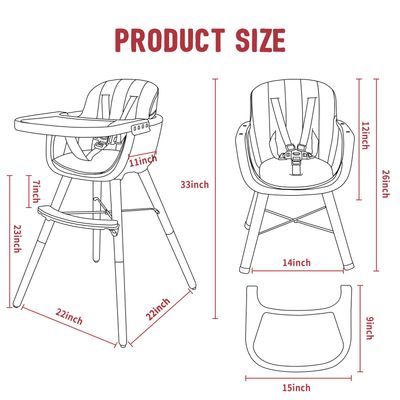 Teknum - Premium Dual Height Wooden High Chair - Ivory